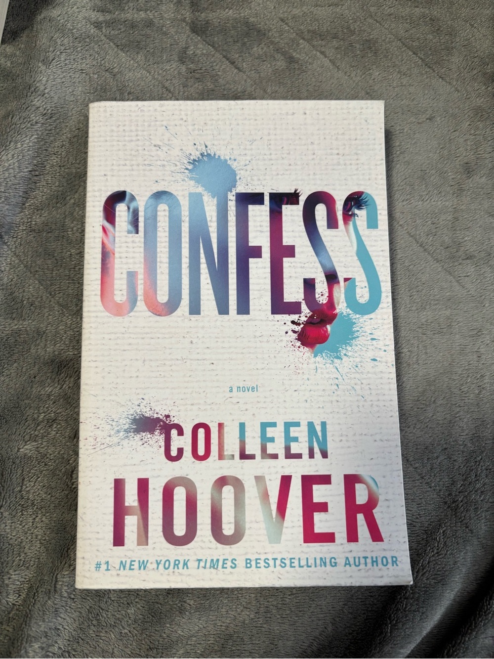 Confess by Colleen Hoover - White Cover with Blue & Pink Ombre Text